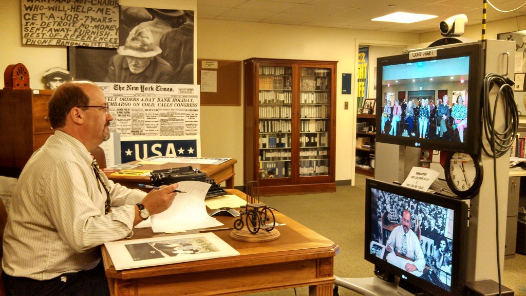 Education Specialist Jeff Urbin conducts a distance learning session in our studio.